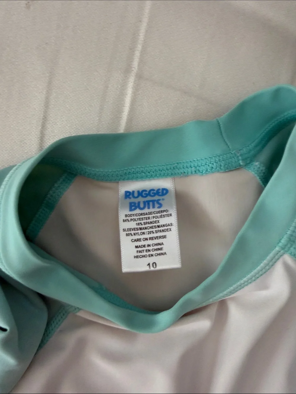 Ruffle Butts Boys White and Aqua Long Sleeve Rashguard